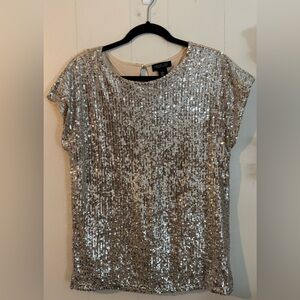 Rachel Zoe Sparkly Sequin Champagne Blouse, Size M